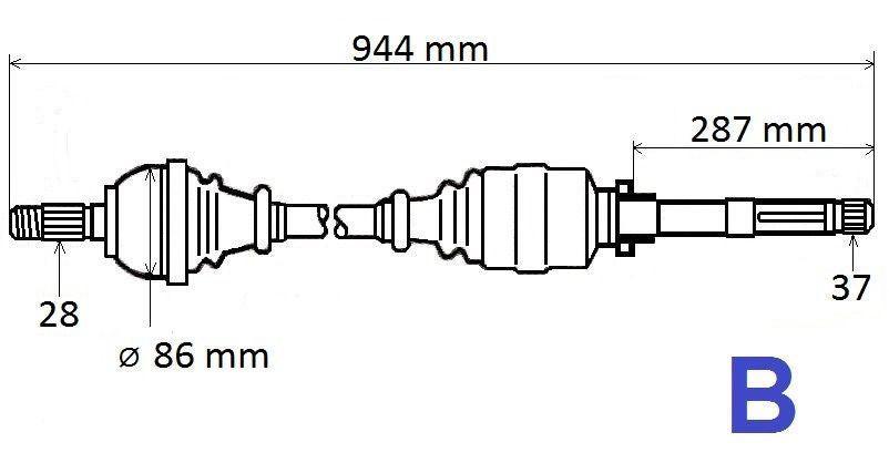ARBRE DE TRANSMISSION.CITROEN C4 PICASSO 1.5BL 9811176780.