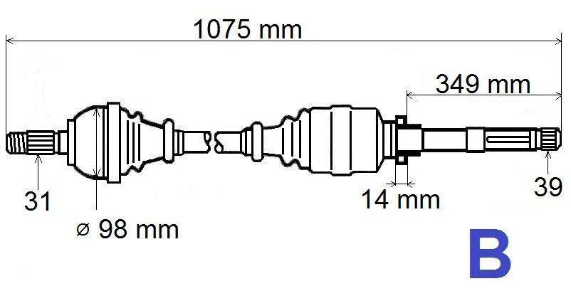 ARBRE DE TRANSMISSION.RENAULT MASTER III 2.3DC 391004255R.